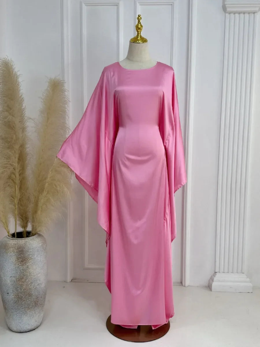 Eid Modest Bat Sleeve Muslim Party Dress for Women Ramadan Abaya Long Dress Kaftan Vestidos Largos Dubai Robe Jalabiya 2024