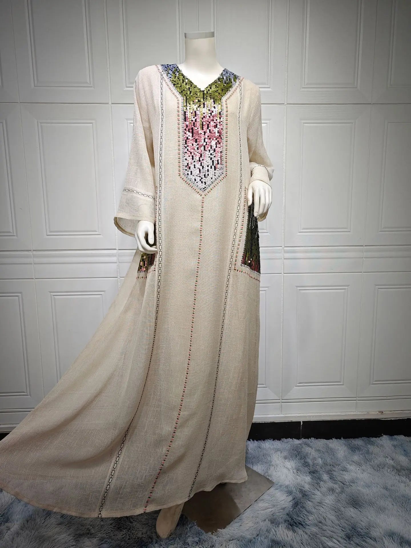 Eid Muslim Party Dress for Women Abaya Sequins Maxi Evening Long Dresses Jalabiya Morocco Dubai Abayas Kaftan Vestidos Long Robe