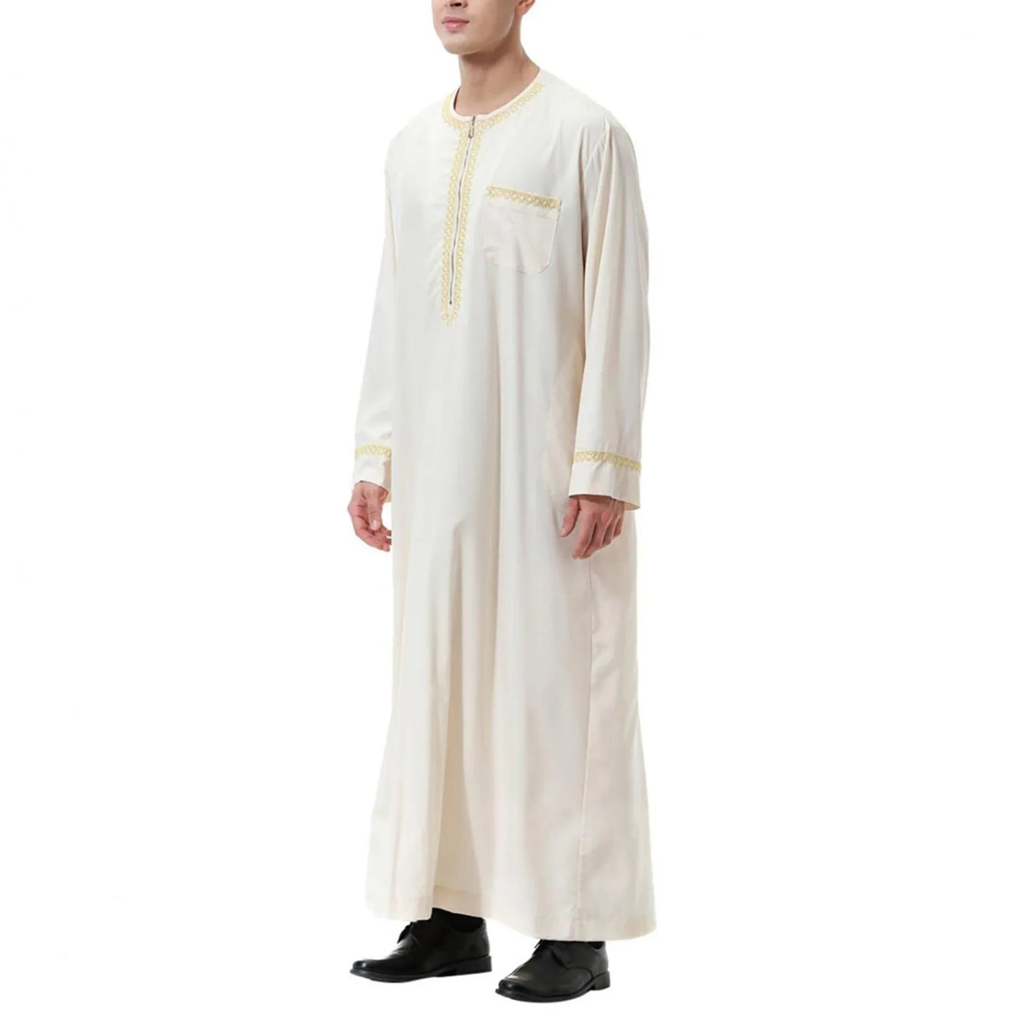 Muslim Men Jubba Thobe Print Zipper Kimono Long Robe Saudi Islamic Musulman Wear Clothing Abaya Caftan Islam Dubai Arab Dress