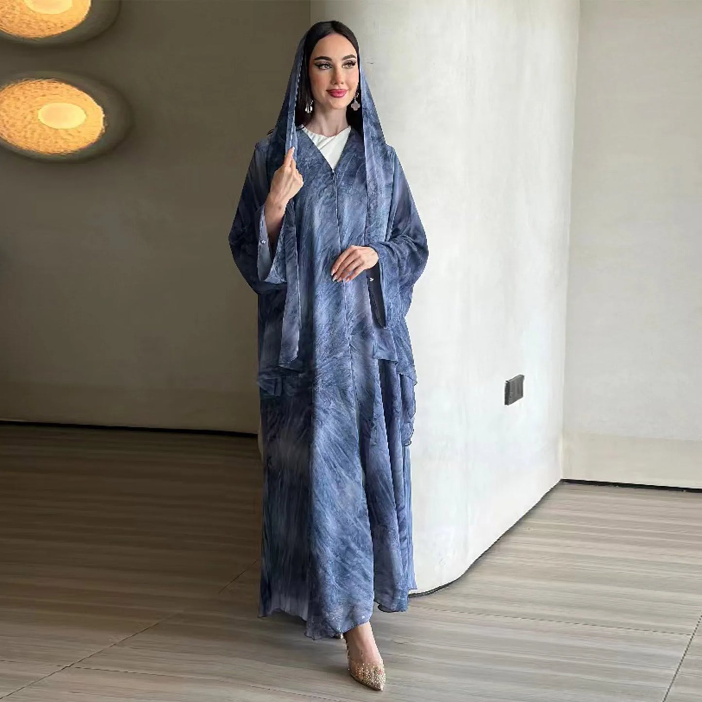 Eid Abaya for Women Print Cardigan Scarf Set Muslim Dresses Ramadan Morocco Dubai Jalabiya Kaftan Vestidos Arab Long Robe 2025