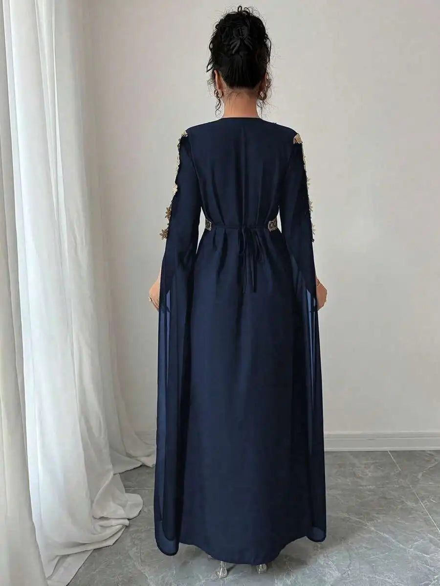 Eid Women Party Dress Abaya Split Long Sleeve Muslim Jalabiya Ramadan Solid Vestidos Largos V Neck Dresses Arab Long Robe 2026