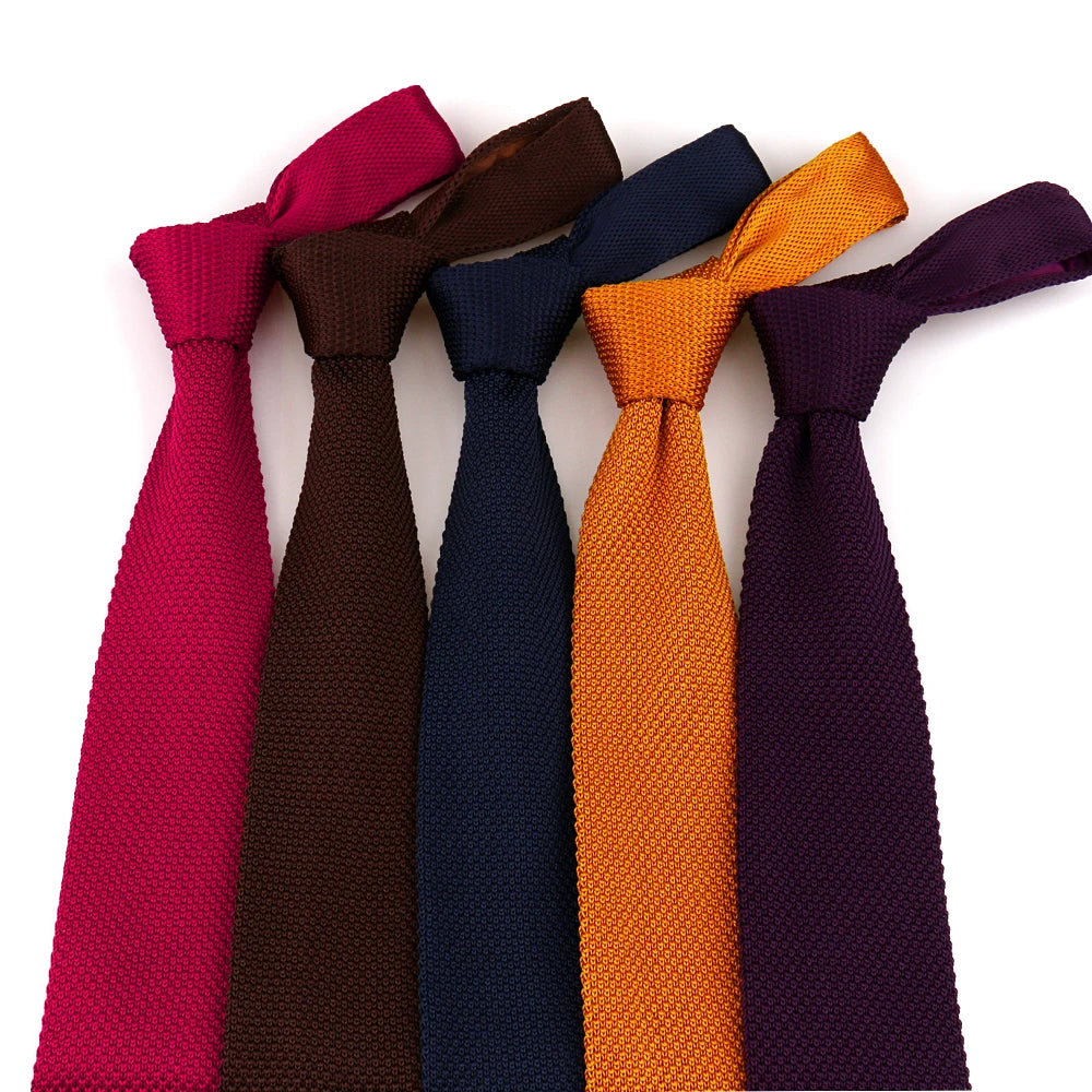 Knitted Ties Dark Blue Fashion Casual Skinny Necktie For Party Boys Girls Solid Colourful Knitted Neck Tie Narrow Slim Gravatas