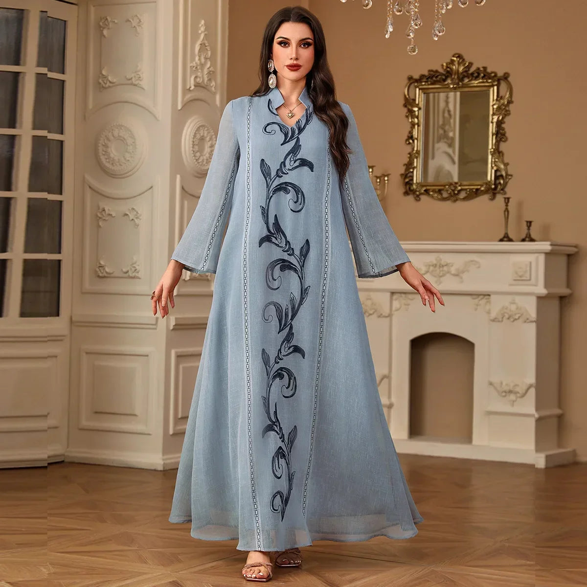Muslim Women Embroidery Dress Patchwork Vestidos Ramadan Eid Long Robe Morocco Kaftan Dubai Abayas Party Dresses Jalabiya 2025
