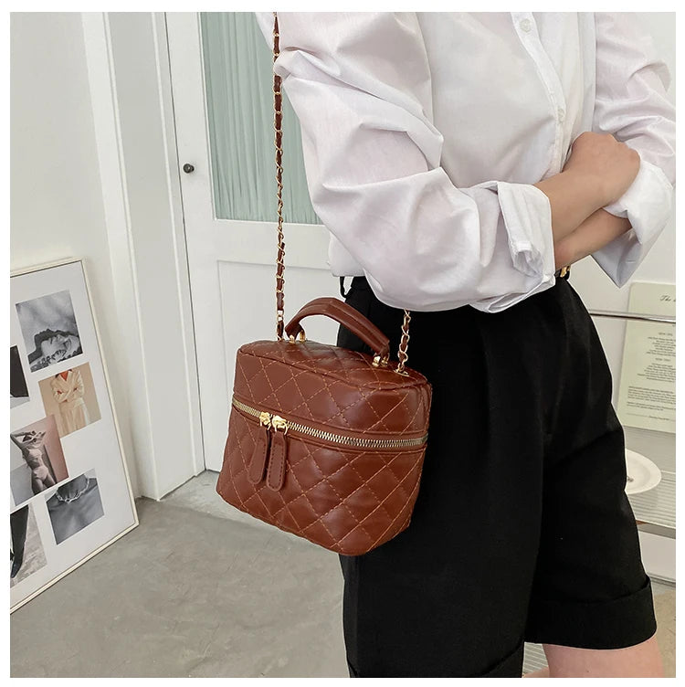 Trendy  Buet Handbag Women's Crossbody Bag Luxury Feel Small  Design Handbag Soft PU Leather Zipper Closure Casual
