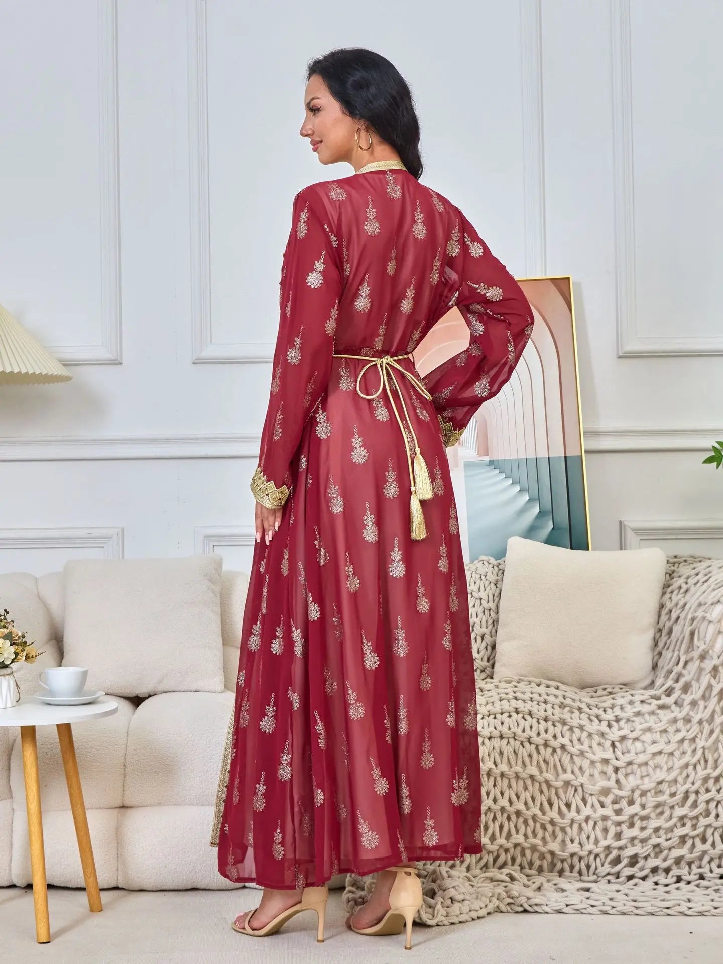 2026 New Women's Cardigan Vest Two-Piece Dress Middle Eastern Arabic Robe
