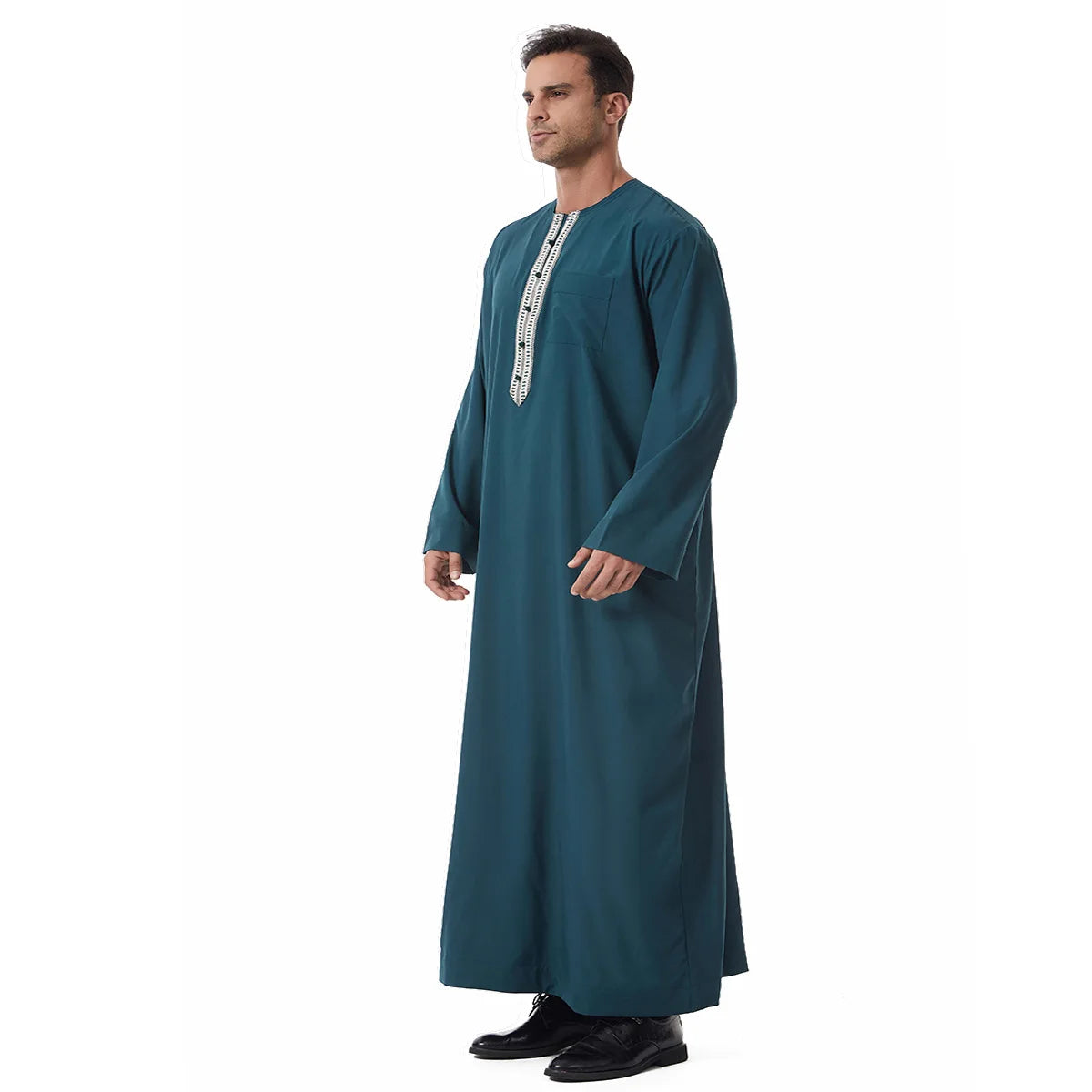 Thobes for Man Muslim Dress Islam Clothing Saudi Arabic Robe Jubba Thobe Eid Djellaba Long Sleeve Embroidery Daffah Dishdasha