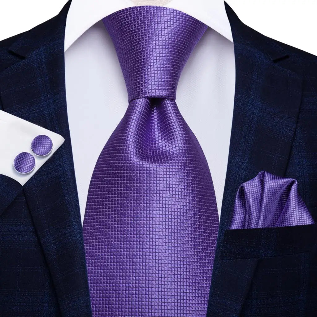 Hi-Tie Solid Purple Navy 100% Silk Men's Tie Neck Red Ties Ties for Men Formal Business Luxury Wedding Neckties Gravatas