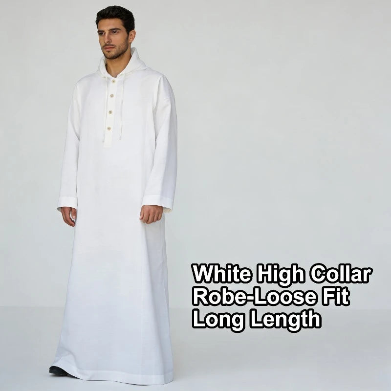 Islamic Clothing Men's Long Sleeve Loose Muslim Men Saudi Arabia Pakistan Kurta Muslim Costumes Muslim Dress Kaftan Thobe Hooded