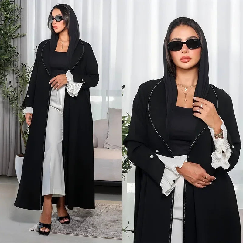 Eid Muslim Abaya for Women Dress Split Morocco Party Dresses Ramadan Print Pleated Abayas Kaftan Islam Dubai Arab Long Robe 2024