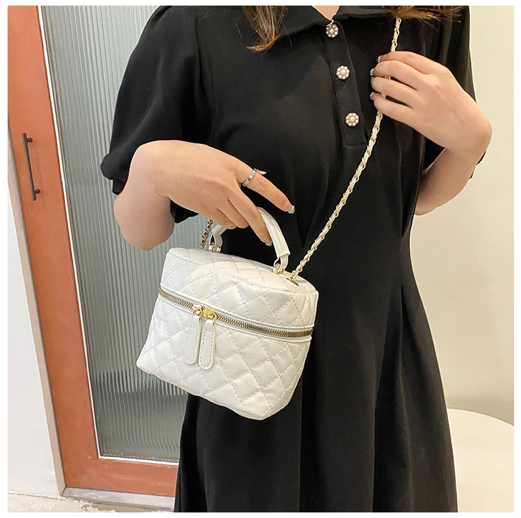 Trendy  Buet Handbag Women's Crossbody Bag Luxury Feel Small  Design Handbag Soft PU Leather Zipper Closure Casual