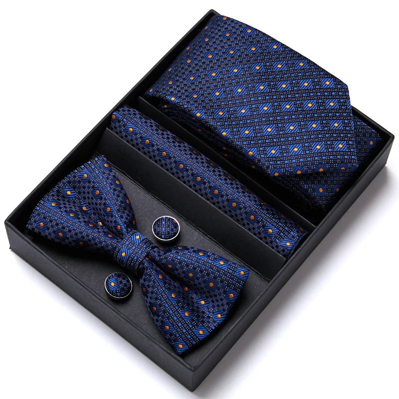 Tie For Men Formal Dress Tuxedo NeckTie Handkerchief Bow Tie Set PlaisyParty Groom Wedding Butterfly Bowtie In Box