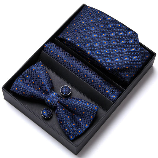 Tie For Men Formal Dress Tuxedo NeckTie Handkerchief Bow Tie Set PlaisyParty Groom Wedding Butterfly Bowtie In Box