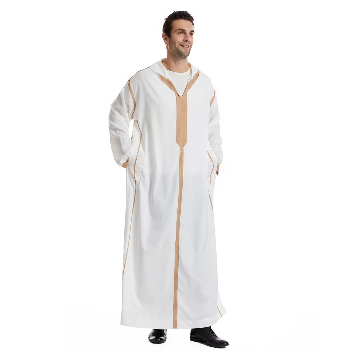 Muslim Men Hooded Robe Dishdasha Modest Islamic Dubai Saudi Prayer Abaya Kaftan Eid Ramadan Morocco Jubba Arab Thobe Abayas