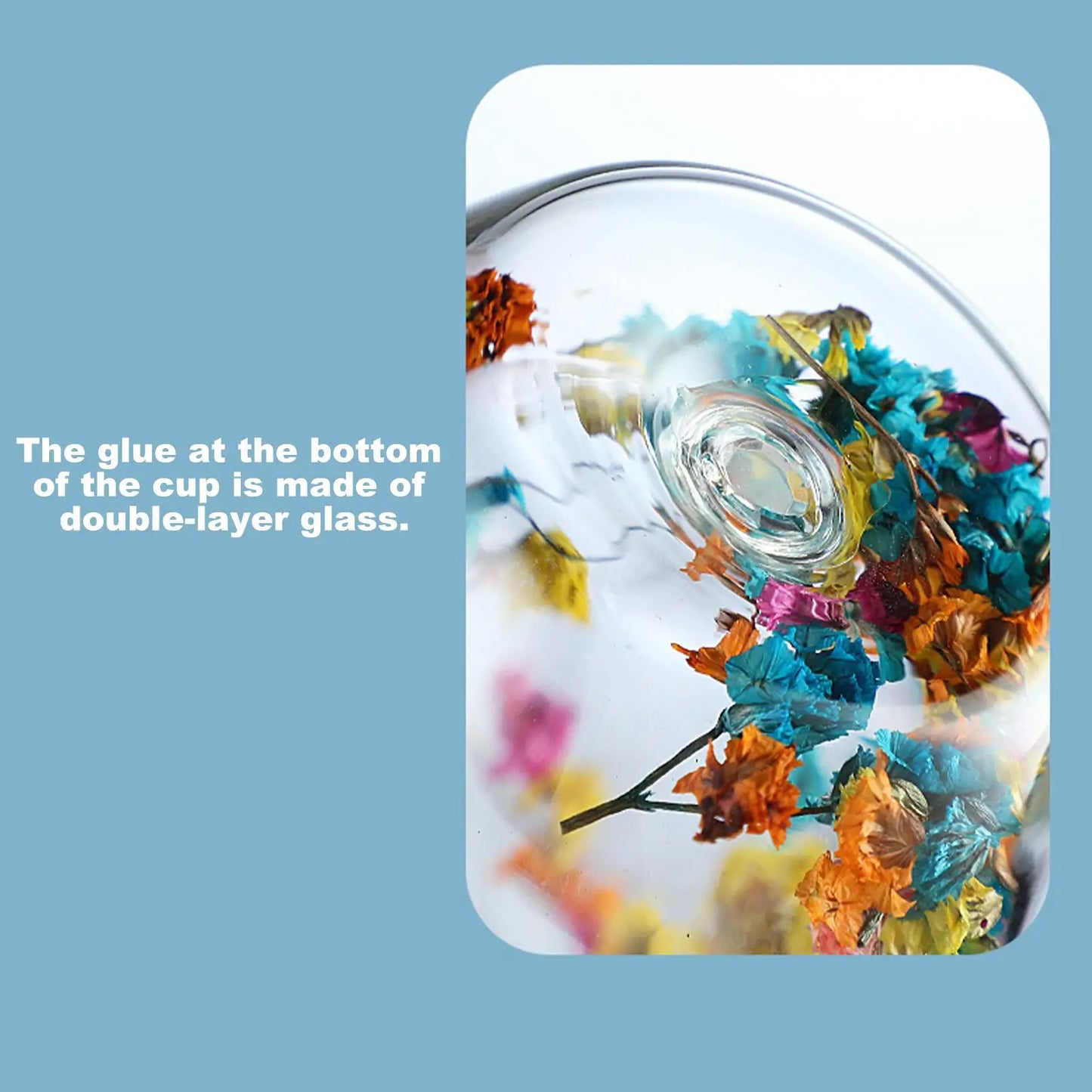 Aesthetic Dried Flower Glass Mug Double-Wall Insulated & Heat Resistant Perfect for Coffee, Tea, Office & Home Decor Gifts