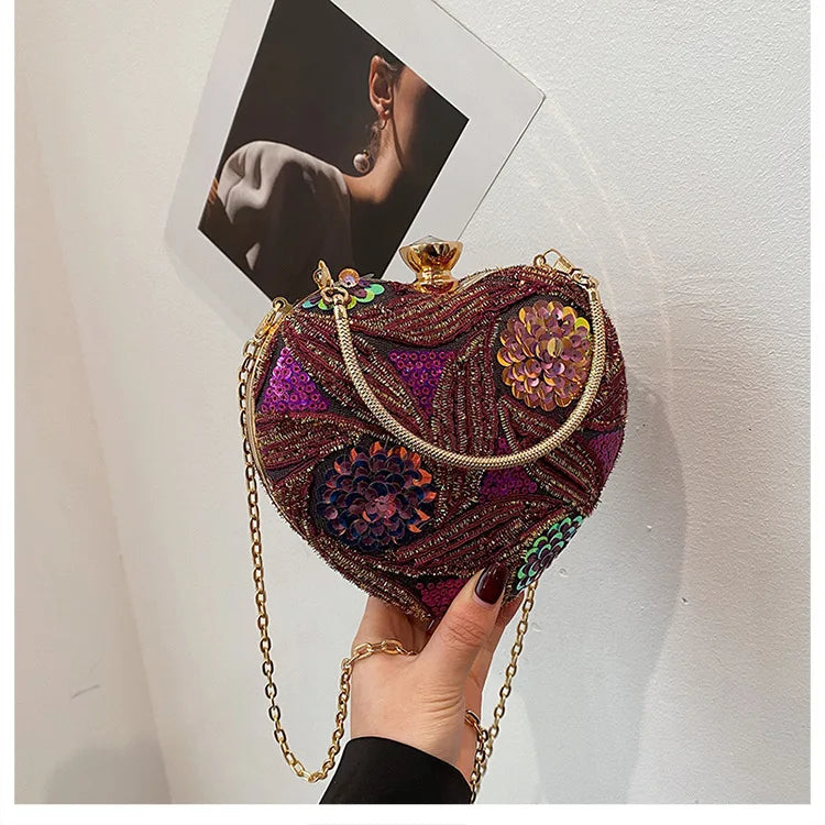 Women's Handbag2025New European and American fashion sequin shoulder baginsInternet Celebrity Retro Handheld Evening Bag