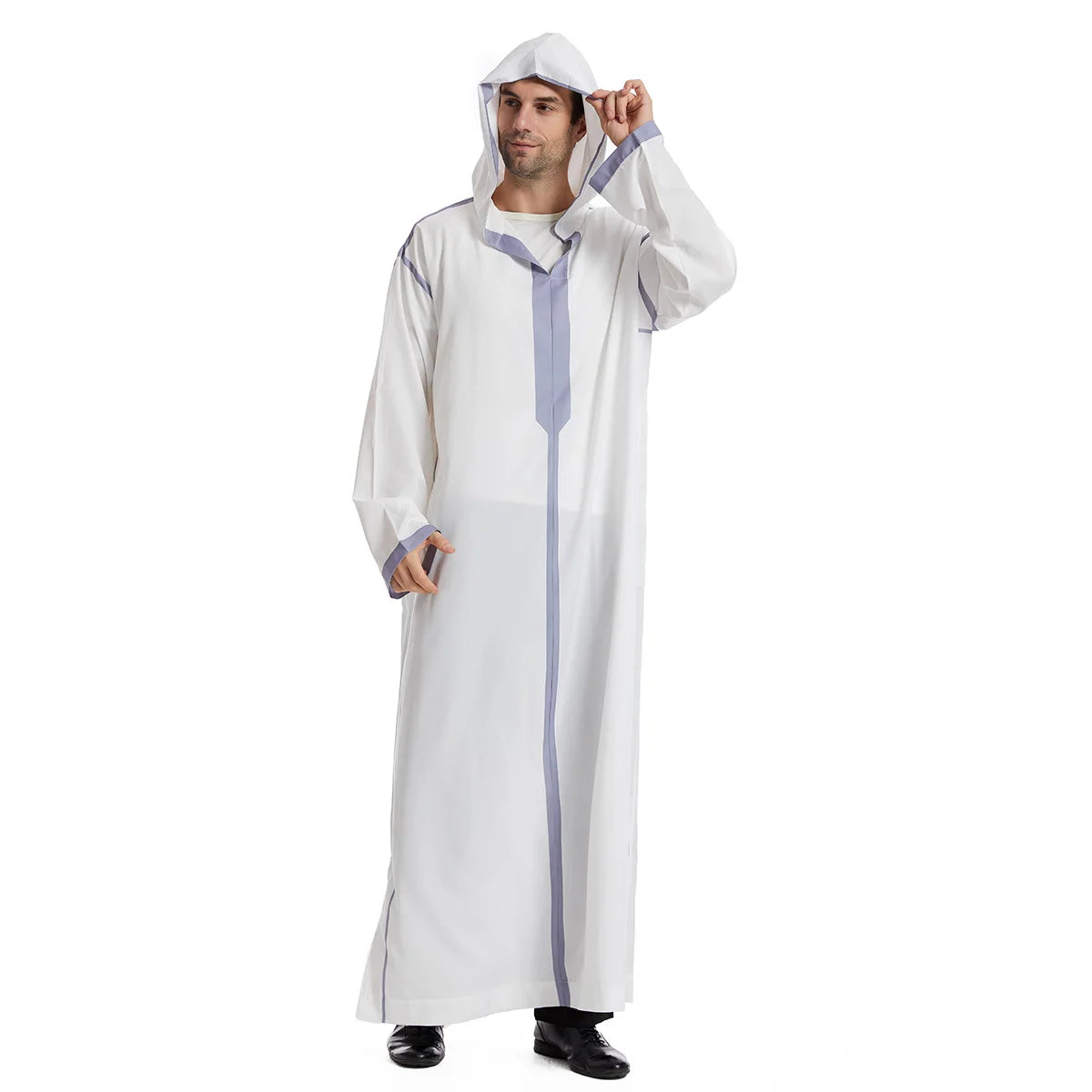 Muslim Men Hooded Robe Dishdasha Modest Islamic Dubai Saudi Prayer Abaya Kaftan Eid Ramadan Morocco Jubba Arab Thobe Abayas