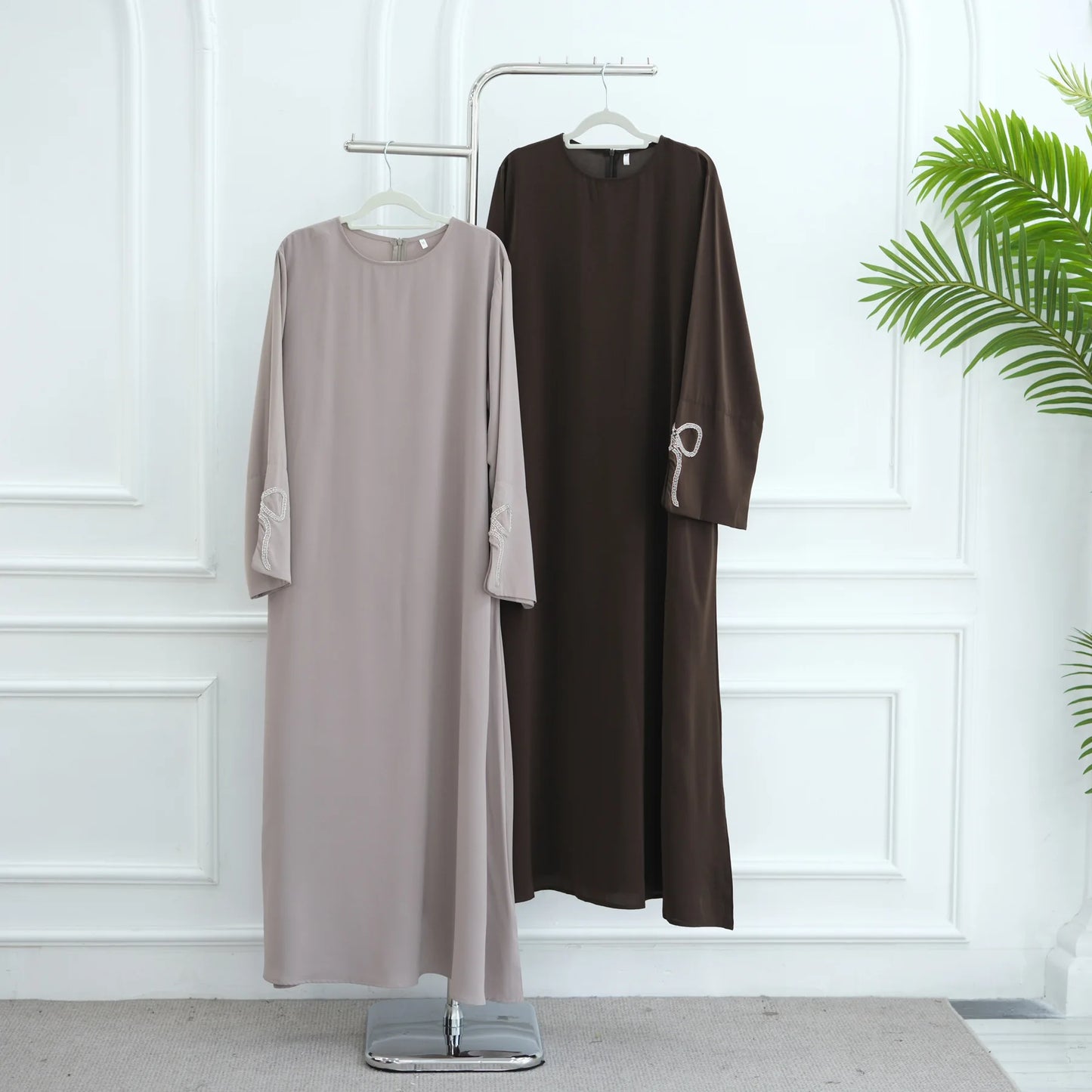 Women Eid Dress Diamond Bow Muslim Abaya Kaftan Arab Long Robe Vestidos Largos Morocco Long Robe Elegant Party Dresses Caftan