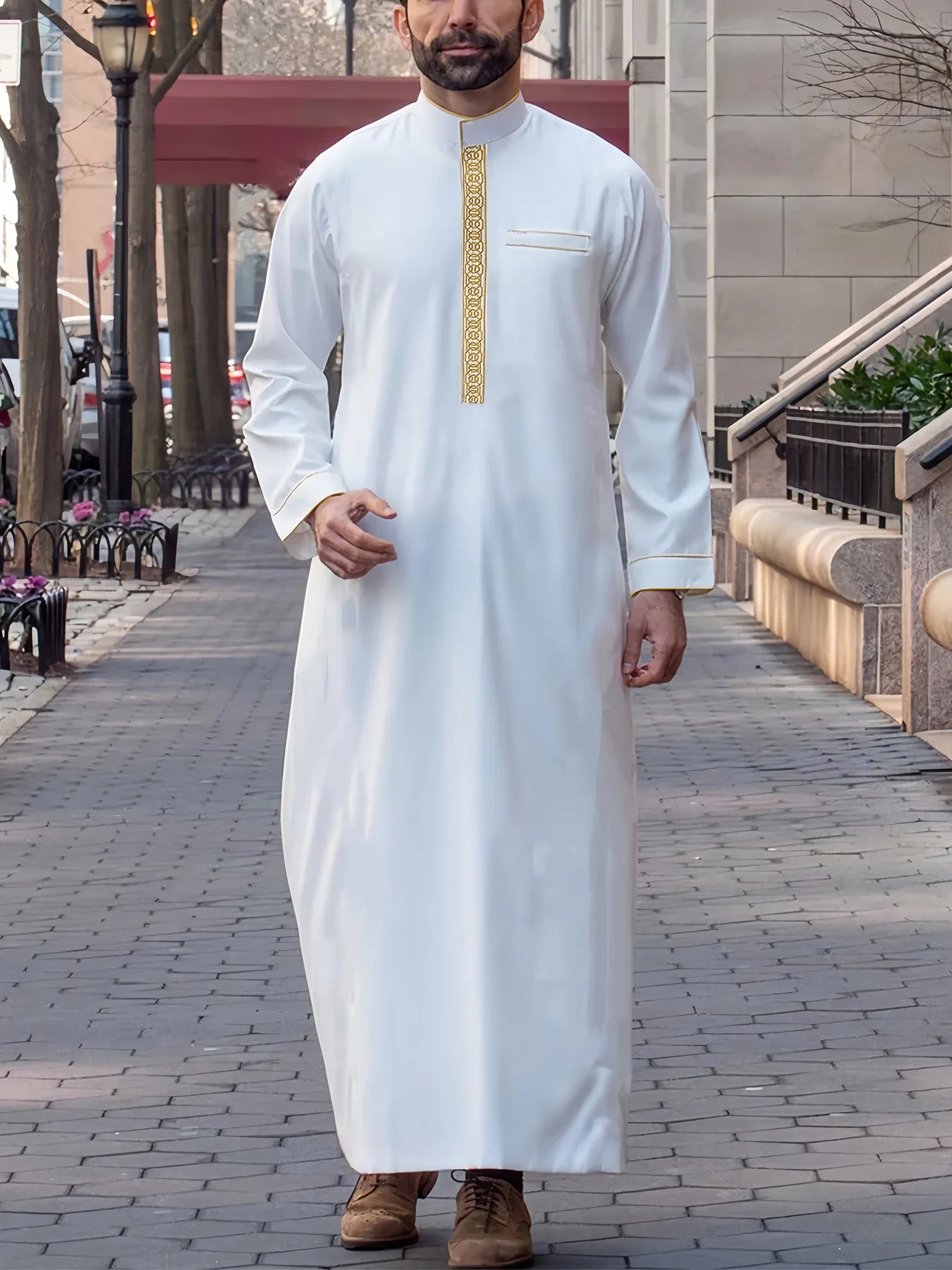 Mid East Islamic Men Clothes Muslim Fashion Abaya Men Embroidered Loose Stand Collar Long Robe Ethnic Style 2026 Man Jubba Thobe