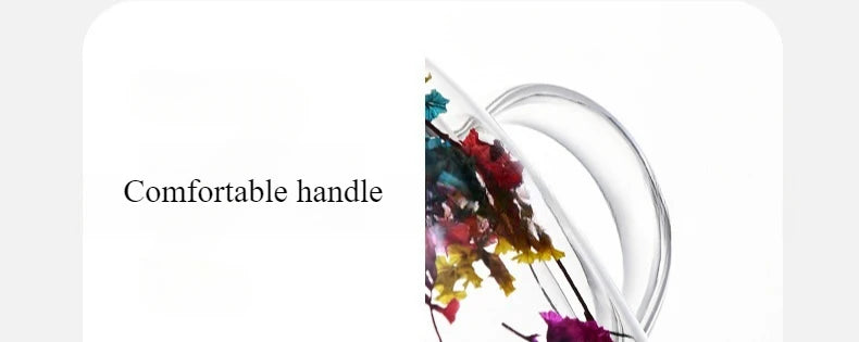 350ml Double Wall Espresso Coffee Cup Handle Flower Pattern Creative Transparent Hot Iced Beverage Beer Whisky Wine Glass Mug