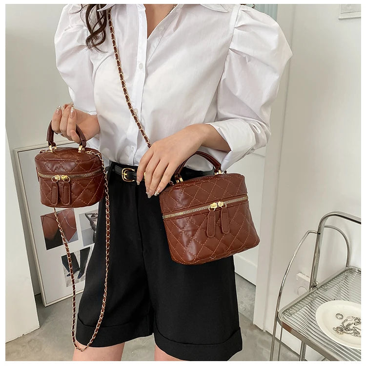 Trendy  Buet Handbag Women's Crossbody Bag Luxury Feel Small  Design Handbag Soft PU Leather Zipper Closure Casual