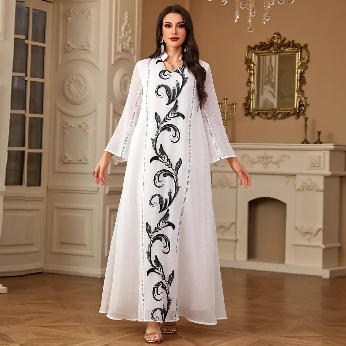 Muslim Women Embroidery Dress Patchwork Vestidos Ramadan Eid Long Robe Morocco Kaftan Dubai Abayas Party Dresses Jalabiya 2025