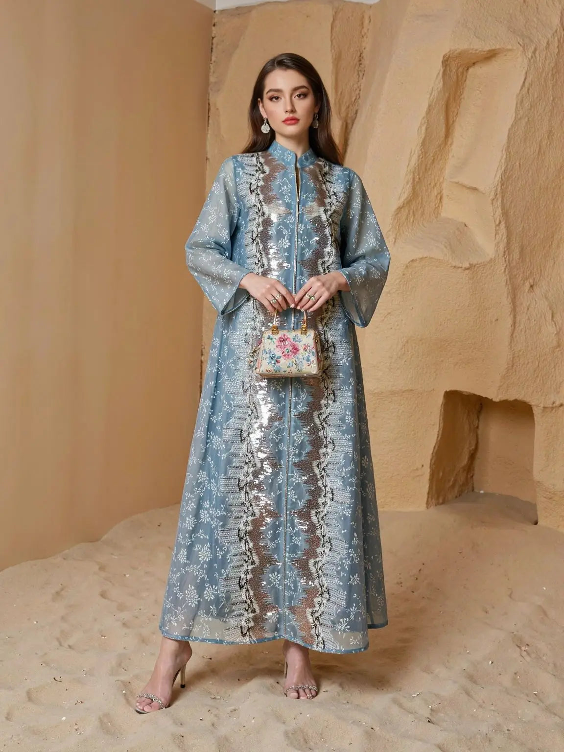 Spring New Women Dress Muslim Abaya Dubai Elegant Vestidos Largos Ramadan Party Caftan Women Evening Dresses Morocco Kaftan Robe