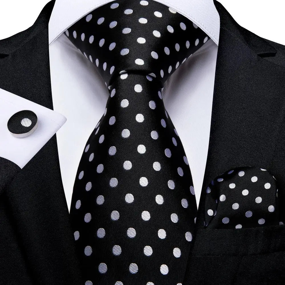 Hi-Tie 8.5cm Black Solid Striped Paisley 100% Silk Men's Business Tie Neck Tie for Men Fashion Luxury Wedding Necktie Gravatas