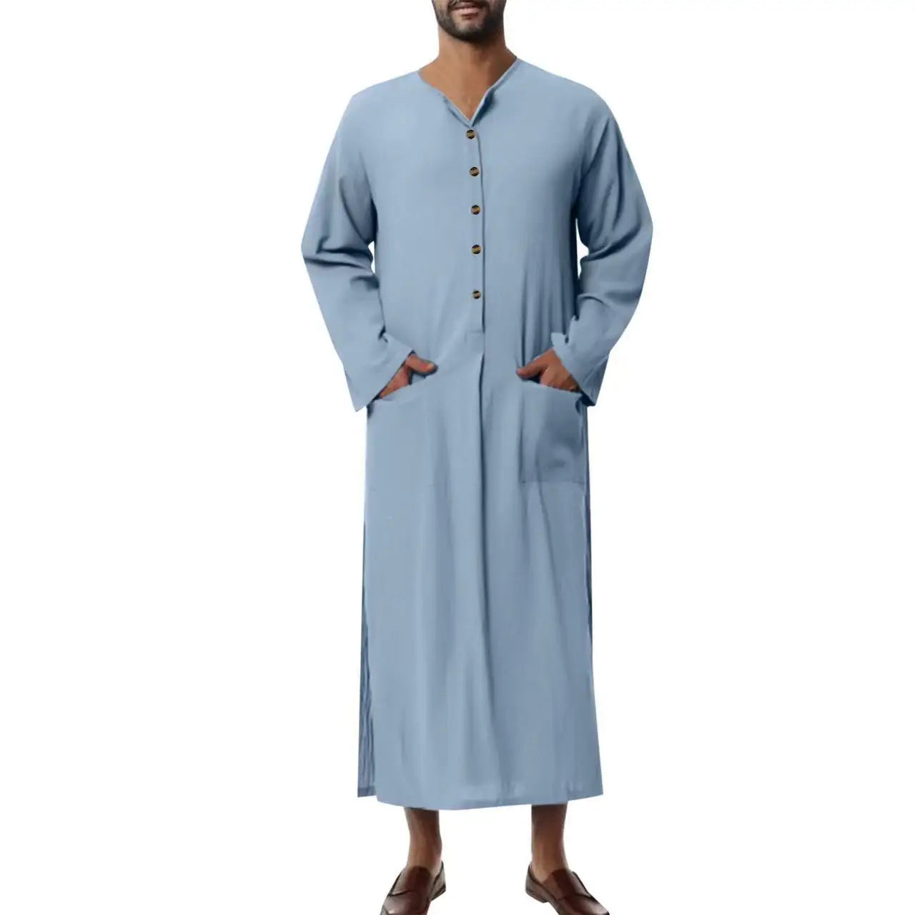 Jubba Thobe Islamic Arabic Kaftan Men Linen Cotton Solid Short Sleeve Hooded Robes Dubai Middle East Muslim Clothes Abaya Homme