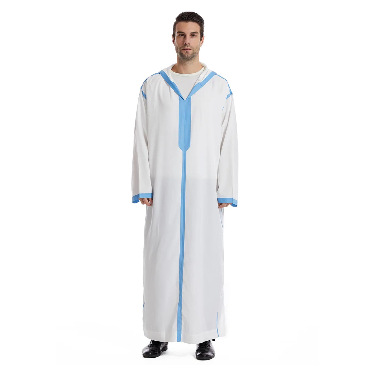 Muslim Men Hooded Robe Dishdasha Modest Islamic Dubai Saudi Prayer Abaya Kaftan Eid Ramadan Morocco Jubba Arab Thobe Abayas