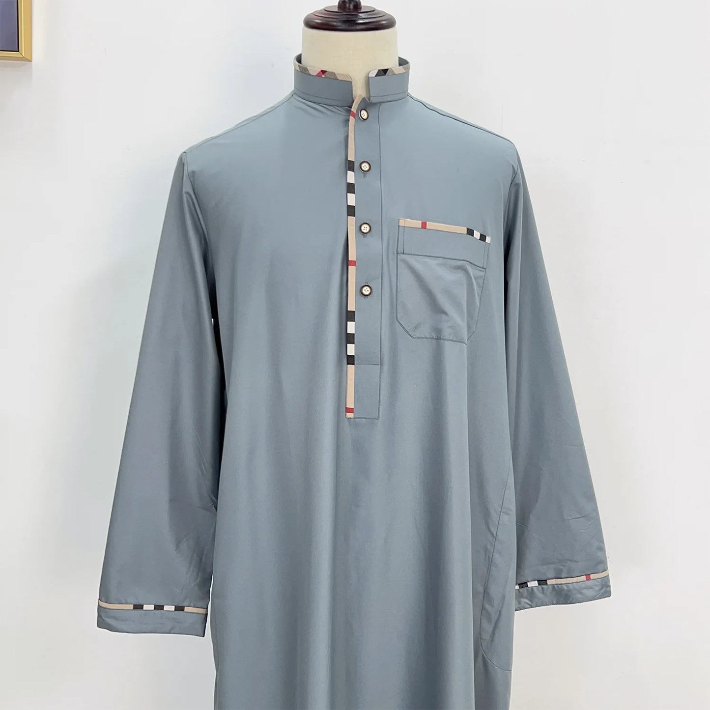 Eid Ramadan Jubba Thobe Muslim Dress for Men Long Robe Dubai Abaya Turkey Kaftan Islam Clothing Daffah Dishdasha Djellaba Prayer