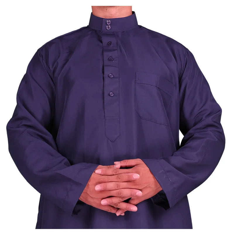 New 2026 Middle East Muslim Men Dress Long Sleeve Jubba Thobe Ramadan Eid Dishdasha Robe Muslim Islamic Kaftans Arab Clothing