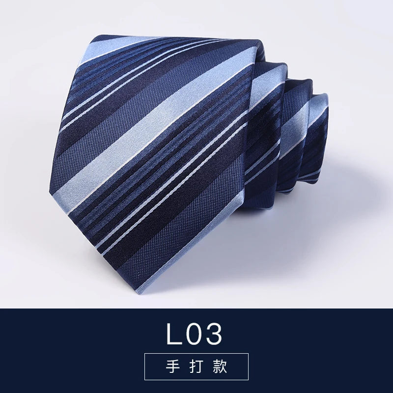 High Quality 100% Real Silk Tie For Men's Business Banquet Formal Shirt Accessories With Fashionable Striped Pattern 8CM Necktie