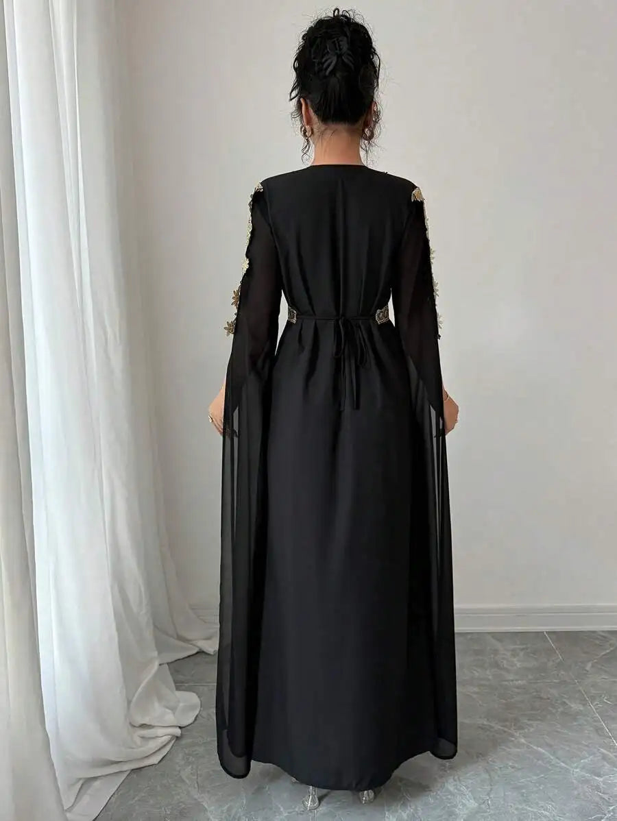 Eid Women Party Dress Abaya Split Long Sleeve Muslim Jalabiya Ramadan Solid Vestidos Largos V Neck Dresses Arab Long Robe 2026