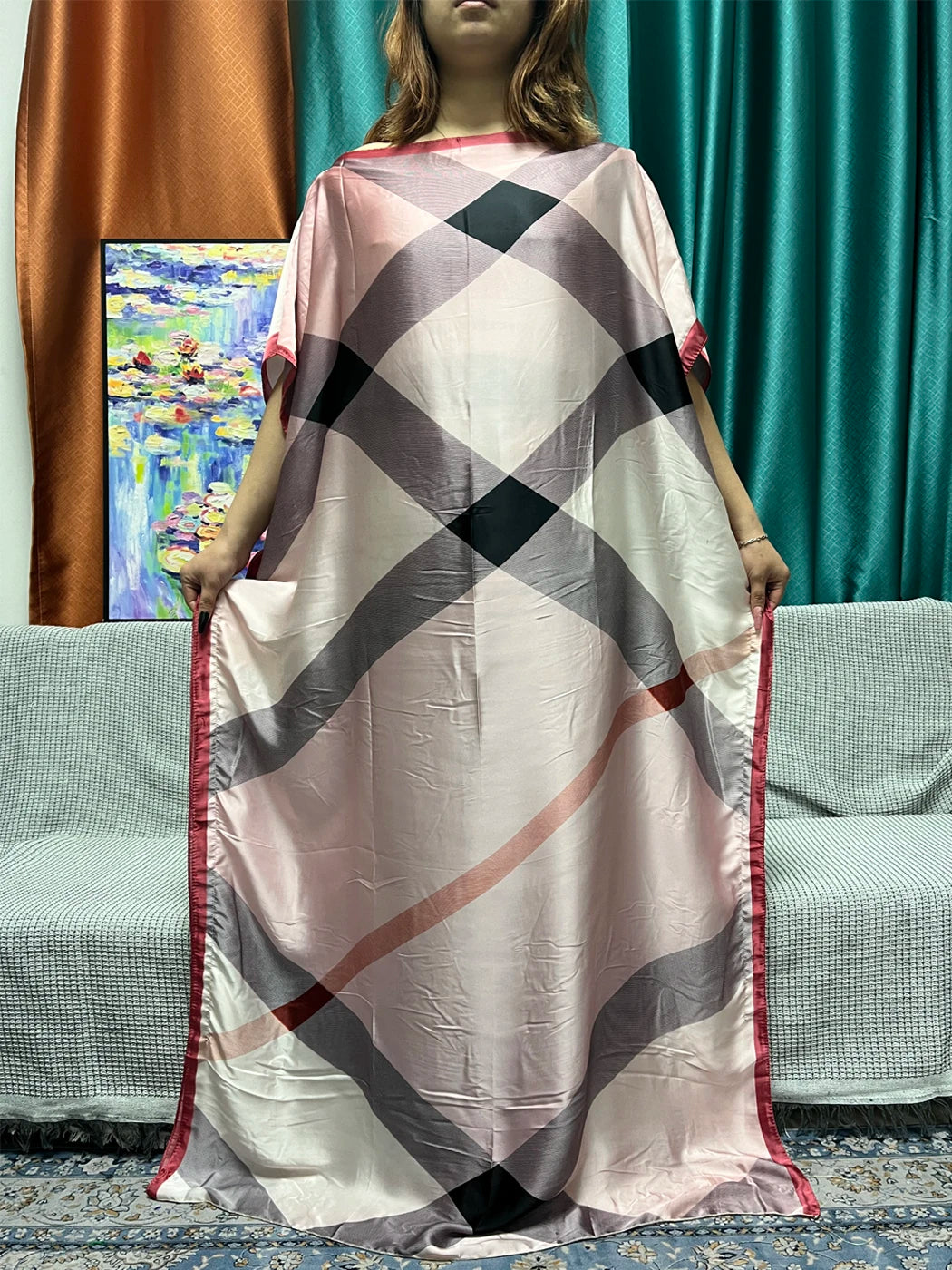Abayas For Women 2023 Printed Silk Soft Loose Femme Robe Muslim Summer Fashion Clothing African Islam Woman Dresses With Turban