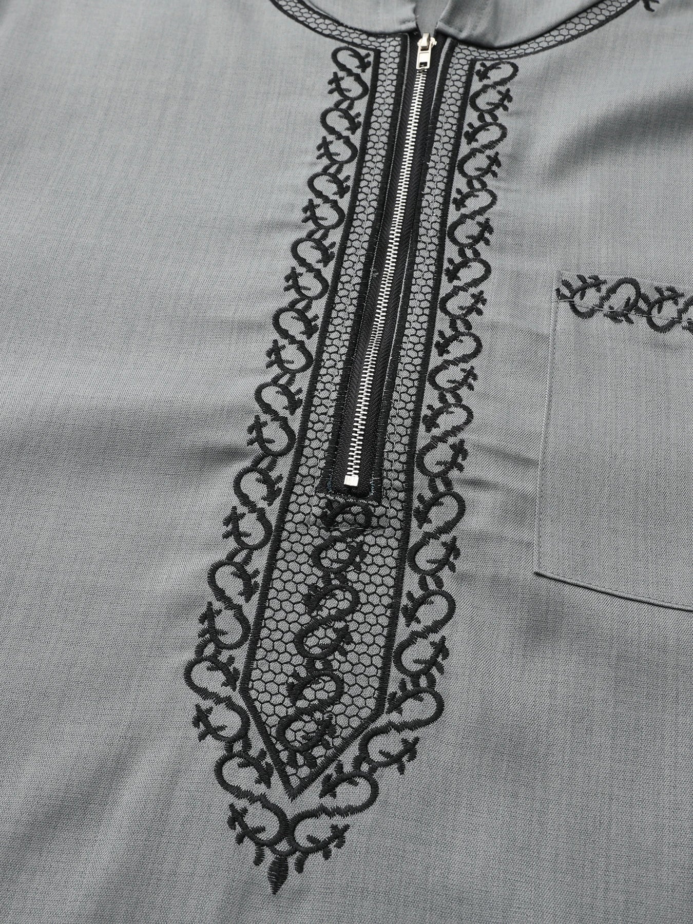 Moroccan Men's Thobe Short-Sleeved Embroidered Hood MuslimIslamicLooseJelleba Abaya - New Edition