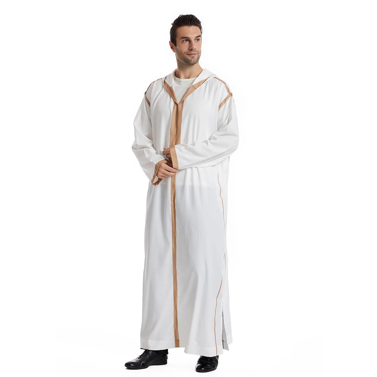 Muslim Men Hooded Robe Dishdasha Modest Islamic Dubai Saudi Prayer Abaya Kaftan Eid Ramadan Morocco Jubba Arab Thobe Abayas