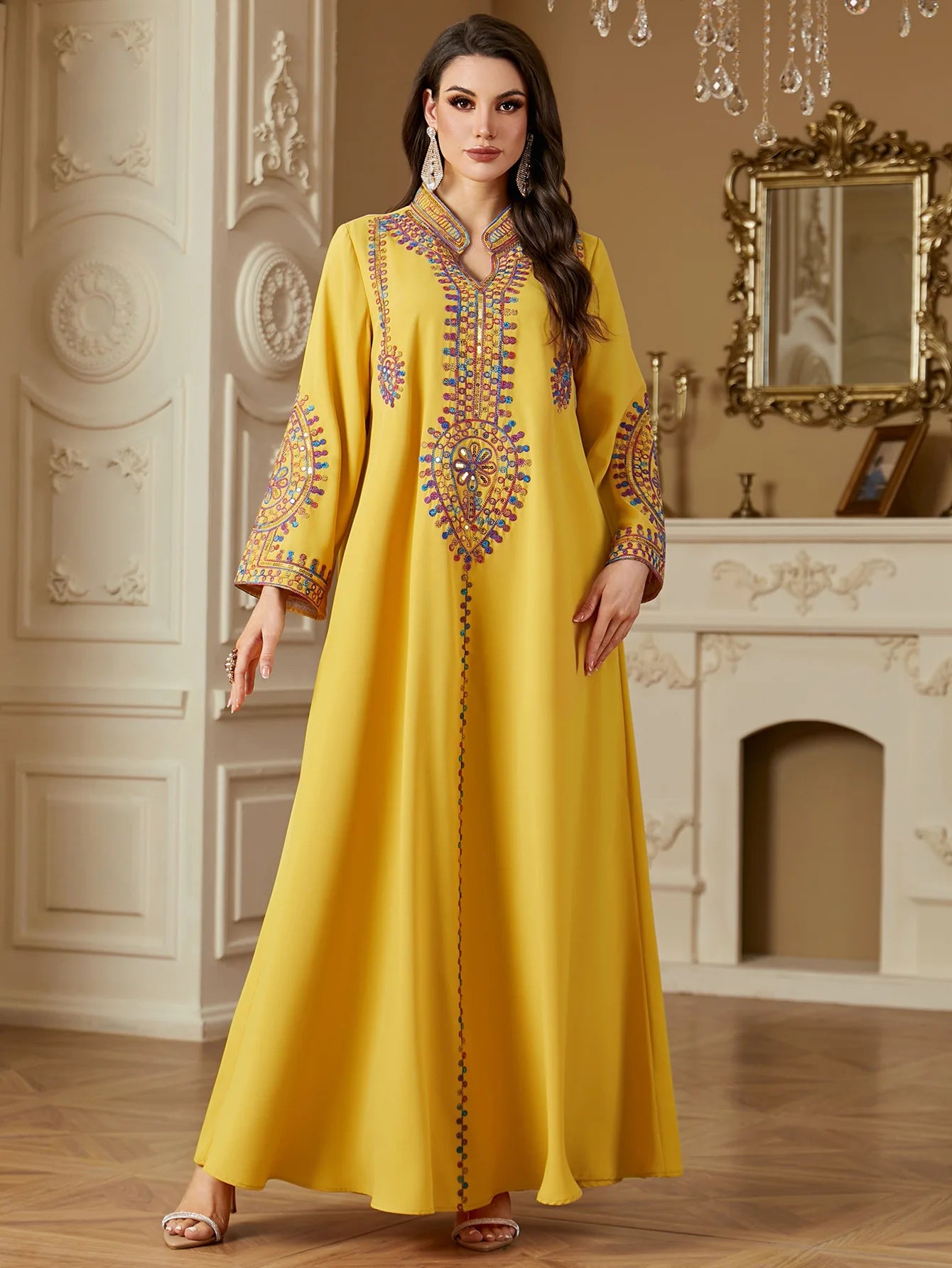 Eid Muslim Embroidery Dress for Women Abaya Party Long Dresses  Caftan Robe Jalabiya Ramadan Morocco Dubai 2025 Vestidos Largos