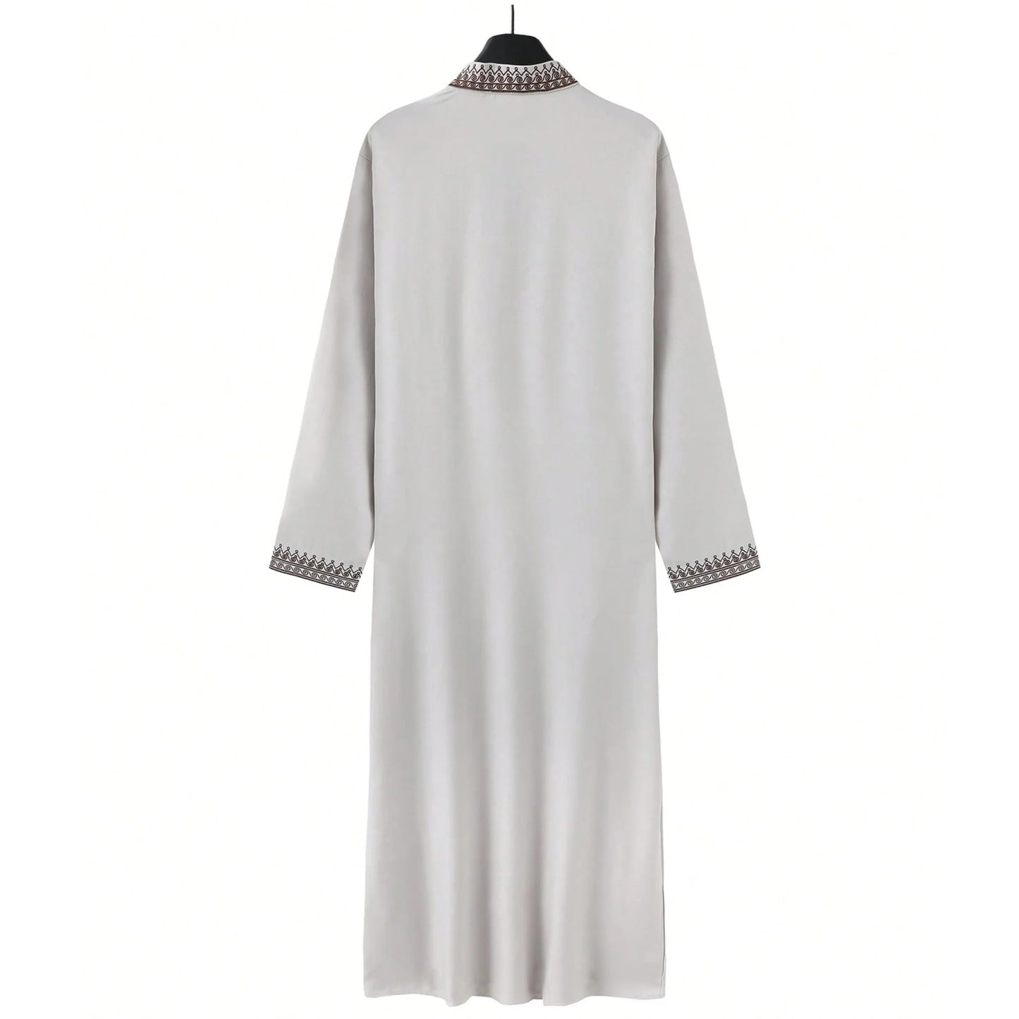 Muslim men's long robe, luxurious high-end fashionable embroidered robe, casual round neck daily holiday men's long robe