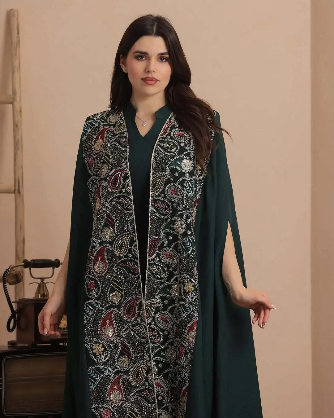 Muslim Two-piece Set Fashion Patchwork Sequin Jacket Dubai Elegant Style Dress Abaya Abaya Ramadan Dubai Luxury Islam Elegant