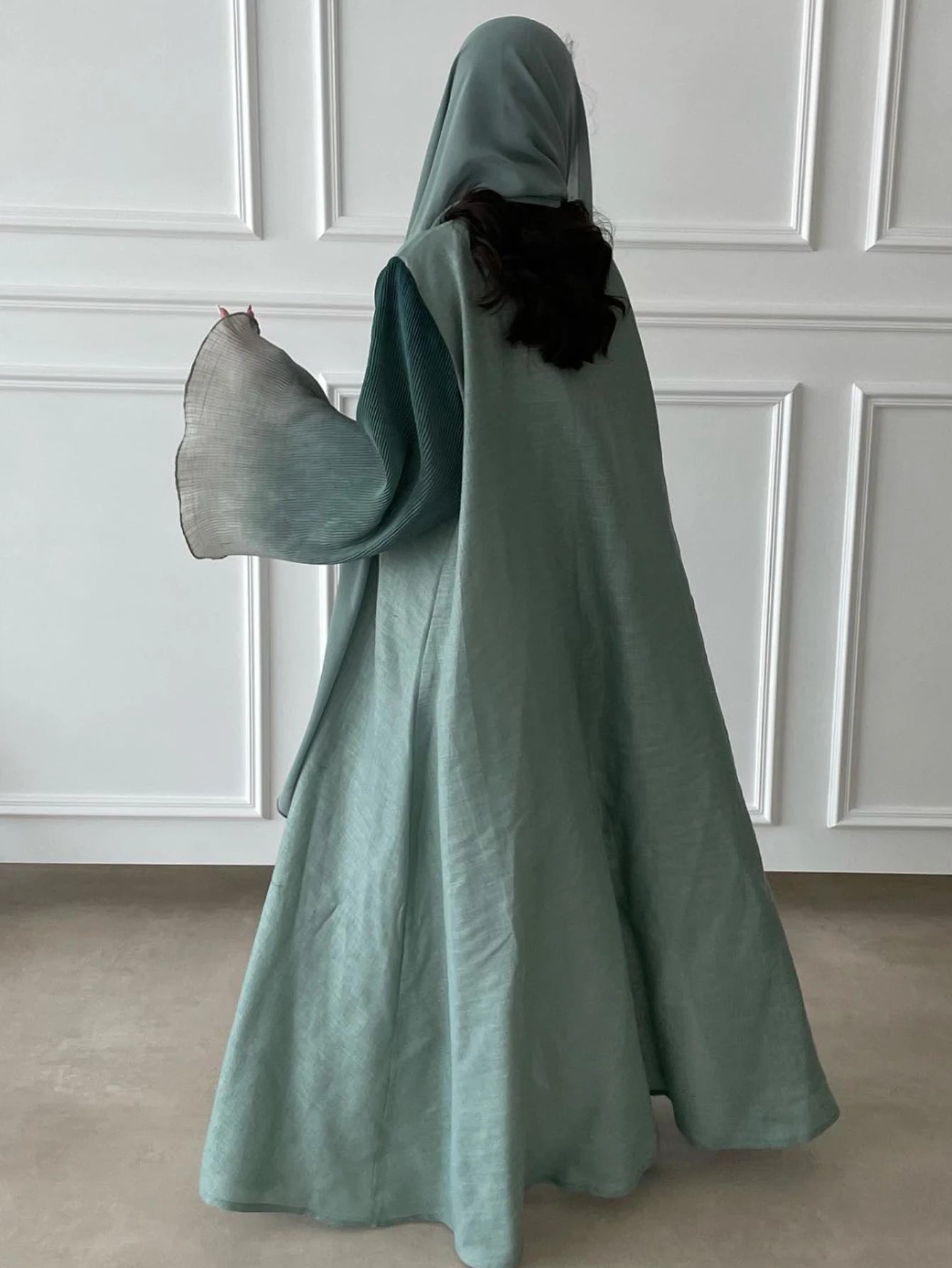 Open Front Abaya Muslim Flare Sleeve Casual Arabian Abayas Middle-East Elegant Turkey Kaftans Women Jilbabs Islamic Maxi Dresses