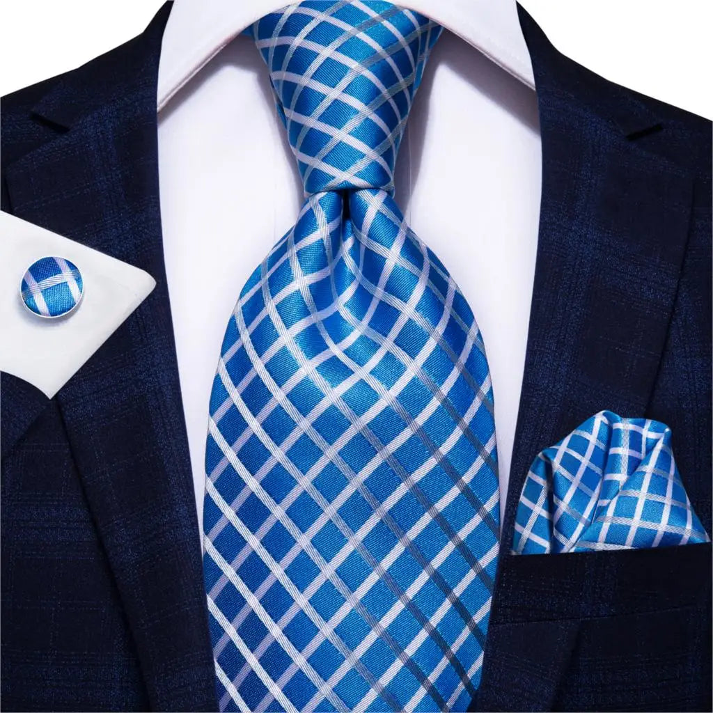 Hi-Tie Blue New Fashion Business Paisley Silk Men's Tie NeckTie 8.5cm Ties for Men Formal Luxury Wedding Quality Gravata