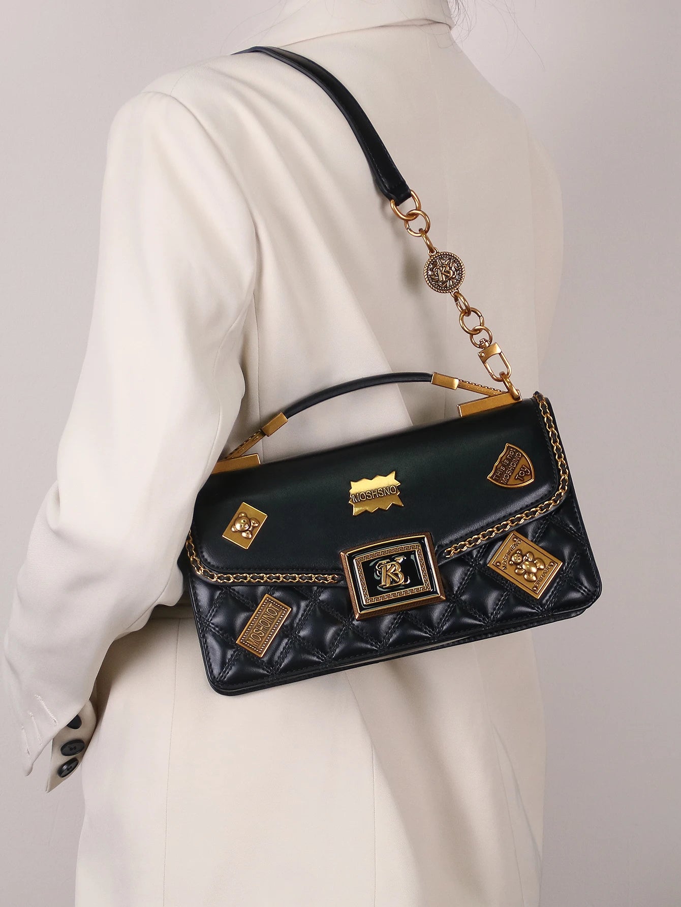 2026 fashionable new luxury high-grade handbag fashionable handbag temperament western embroidery design heavy hardware badge ha
