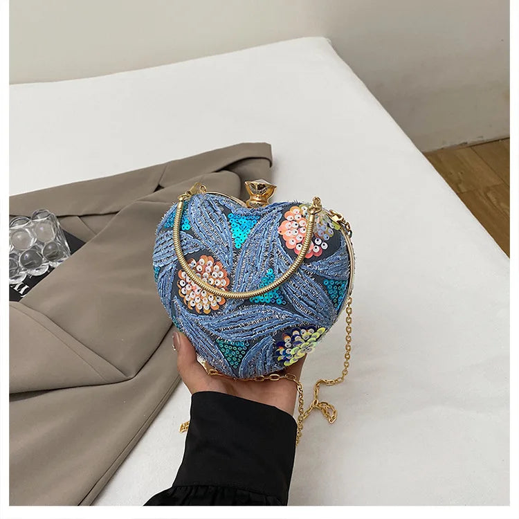 Women's Handbag2025New European and American fashion sequin shoulder baginsInternet Celebrity Retro Handheld Evening Bag