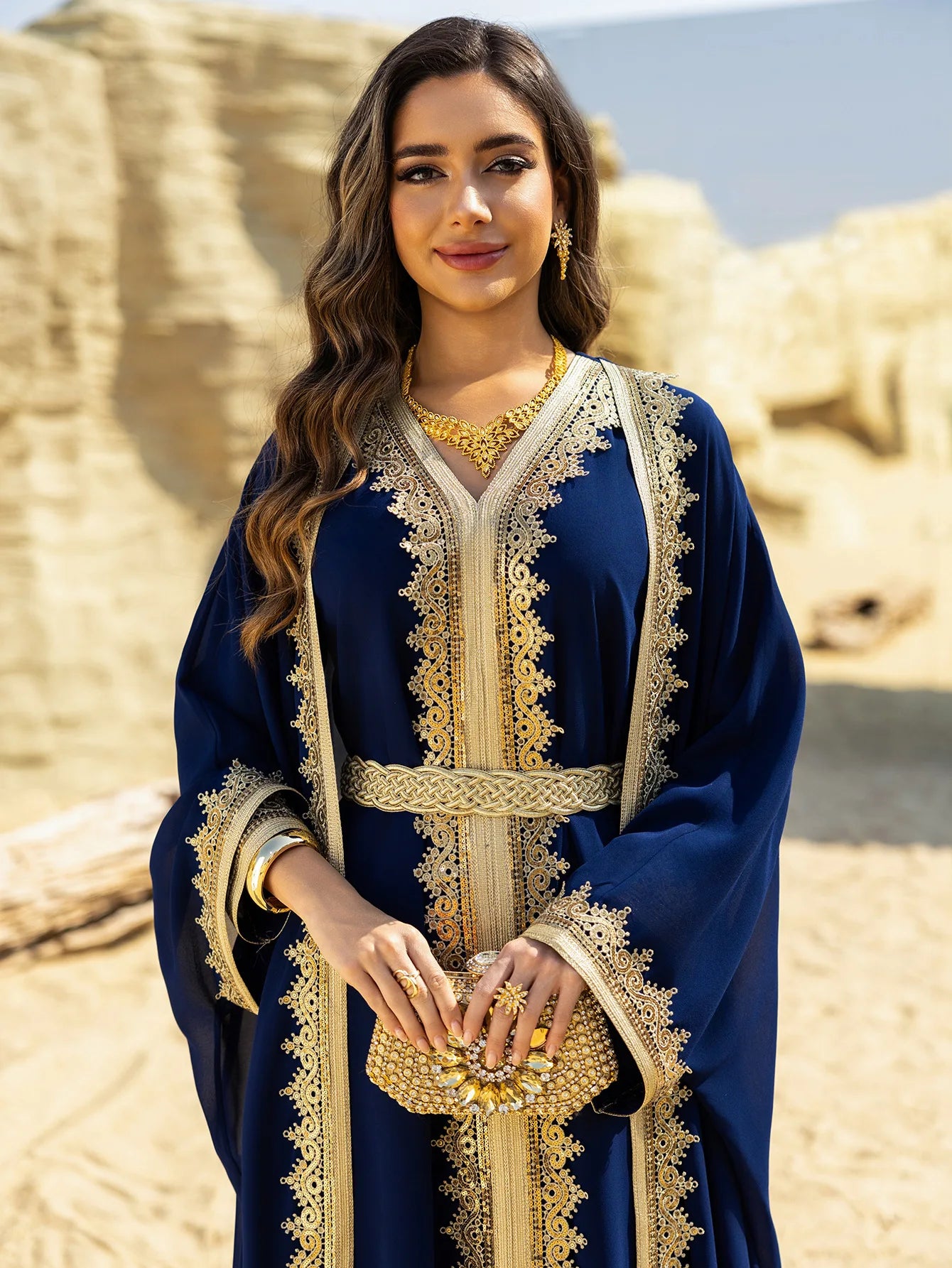 Eid Women Abaya Dress Muslim 2 Piece Set Cardigan with Inner Dress Lace-up Robe Caftan Robe Jalabiya Ramadan Morocco Kaftan 2025