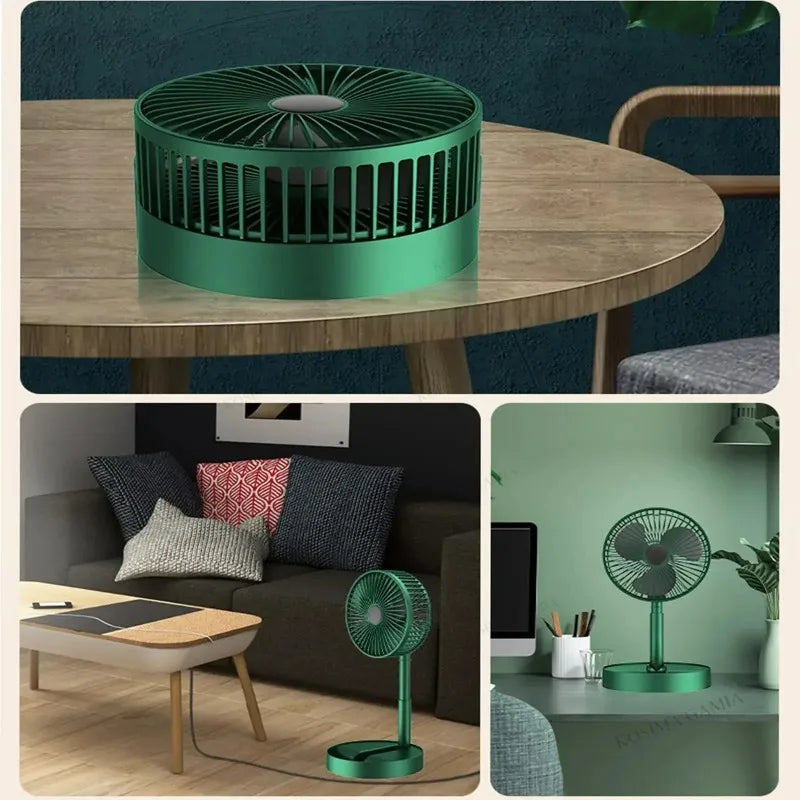 Mini Desktop Foldable Fan Portable Household USB Rechargeable Retractable Mute Fan Electric Adjustable LowNoise Long Standby Fan