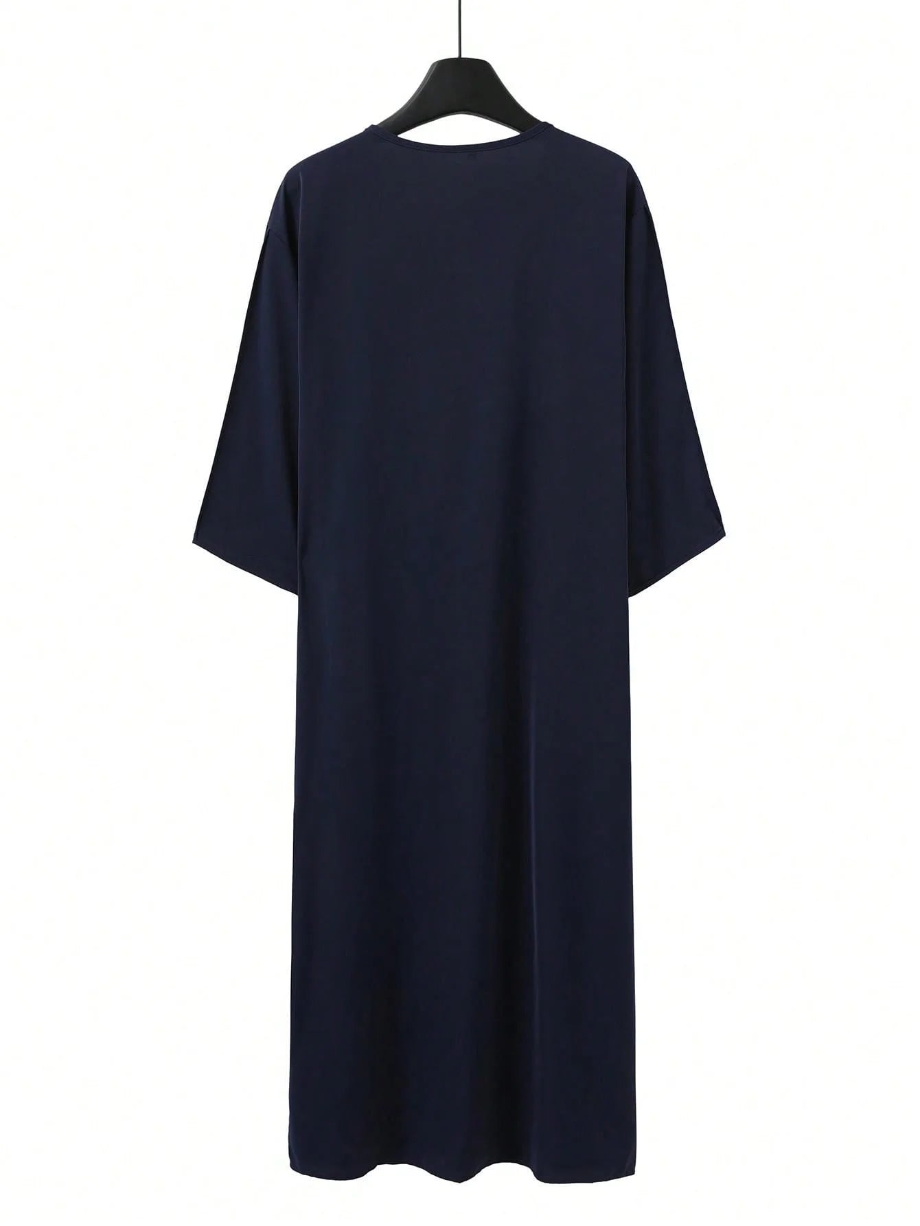 Men's Short Sleeve Kandoura Gandoura with Side Pocket 2025 Embroidered Muslim Casual Robe Classical Jubba Kaftan Dress