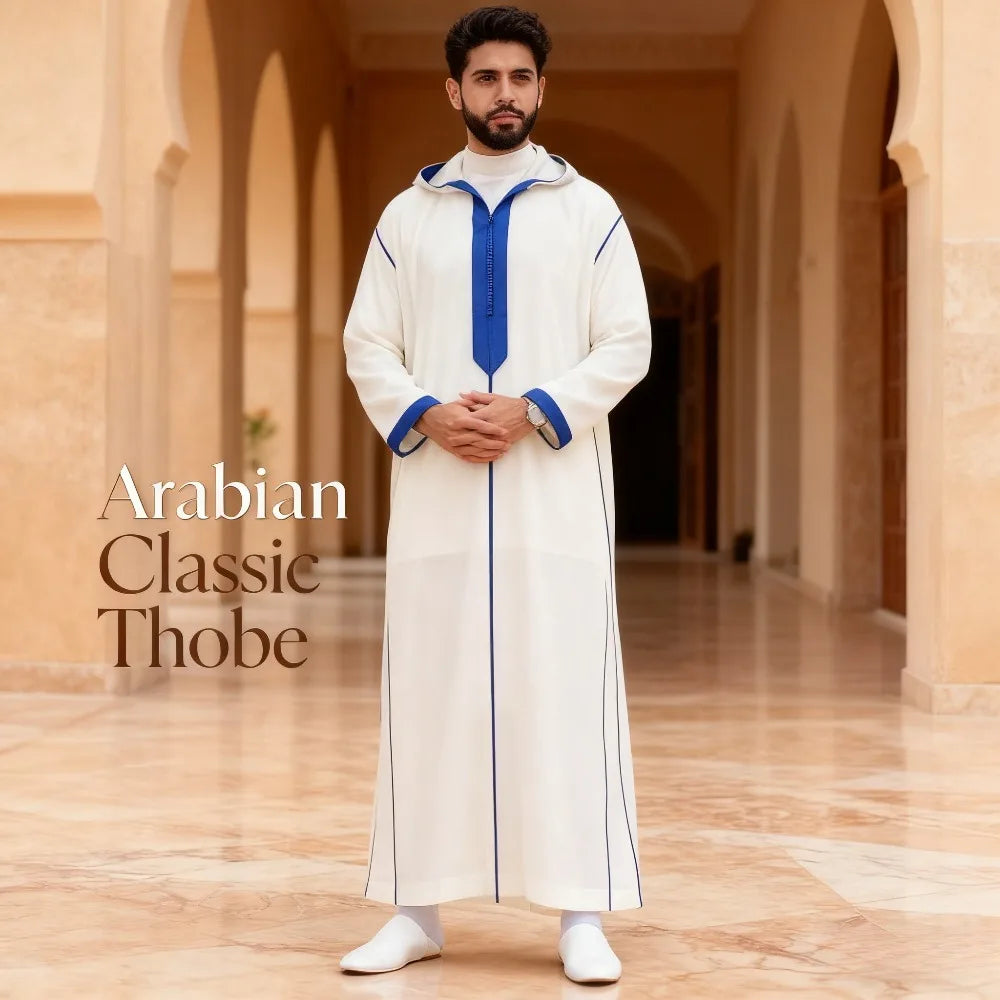Men's Islamic Slim-Fit Thobe: Plain White Muslim Robe Shirt - Classic Traditional Casual Wear for Daily & Cultural Occasions