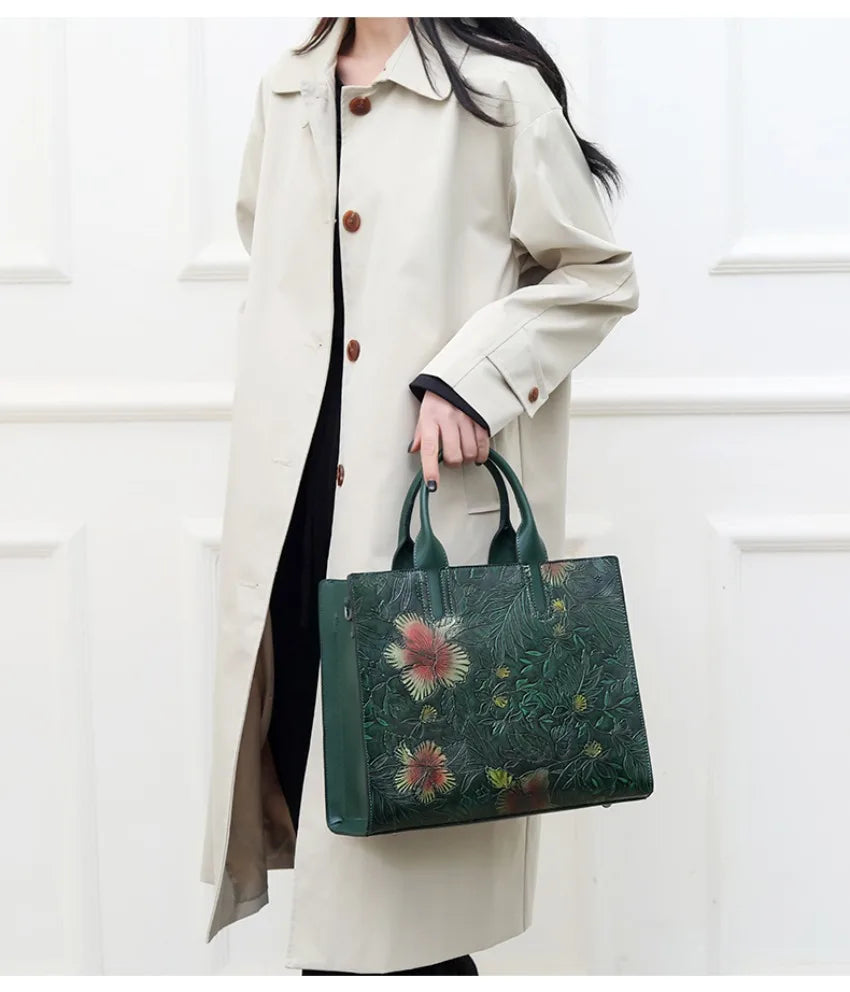 High Quality Handbag Women Designer Shoulder Bag Large Capacity Office Pocket Embossed Diagonal Cross Bag Official Document Bag