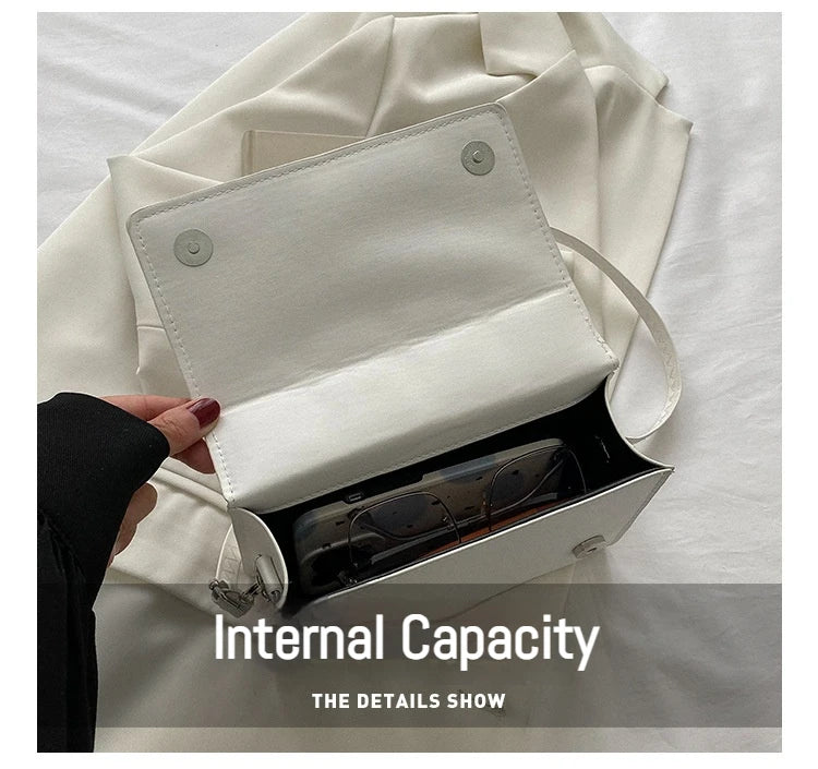 Trendy Classic Solid-Colour Minimalist Fashion Handbag Popular New Style Compact Square Bag PU Handheld Crossbody Shoulder Bag