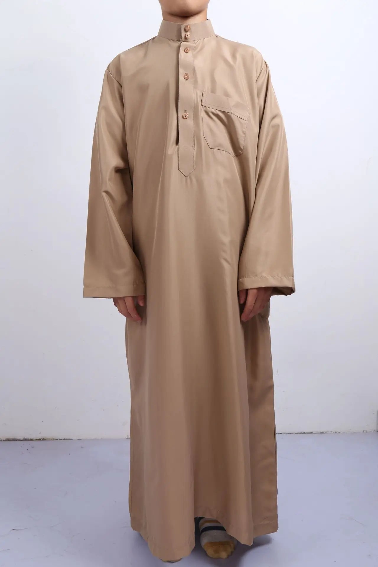 one cap for free Plain Thobe for Children (suit 95cm~155cm tall ) Jubba Soft Thawb Islamic Clothing Boy Robe